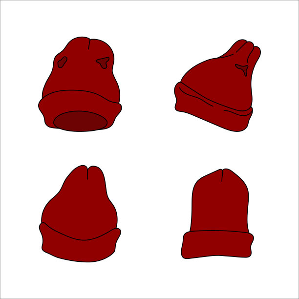 涂鸦帽子无檐帽设计。冬季矢量彩色插图孤立在白色背景。图片下载