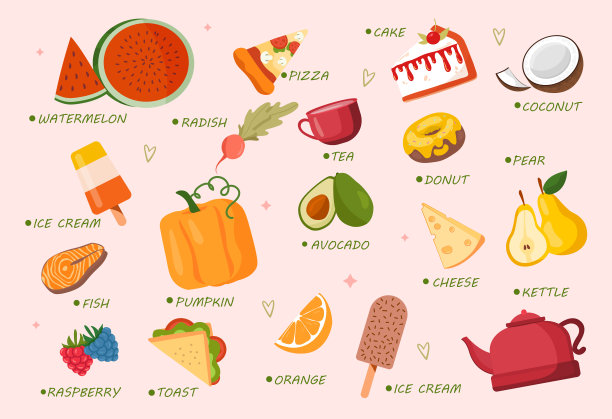 丰富多彩的食物贴纸图片下载
