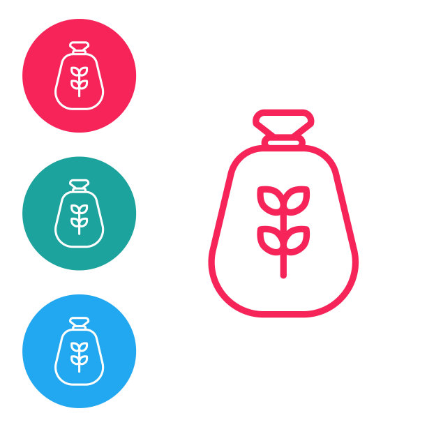 红色线袋面粉图标孤立在白色背景。在圆形按钮中设置图标。向量图片下载