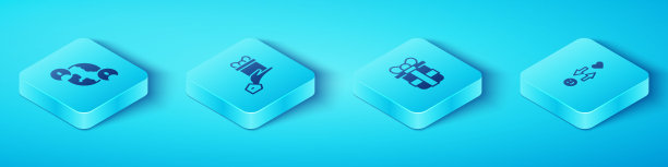 设置等距的永远的好朋友或最好的朋友，送礼物，浪漫的关系和礼盒图标。向量图片下载