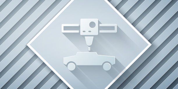 剪纸3d打印机汽车图标隔离在灰色图片下载