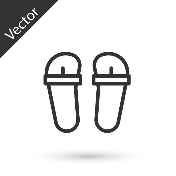 灰线Flip flops图标隔离在白色背景。沙滩拖鞋的迹象。向量图片下载