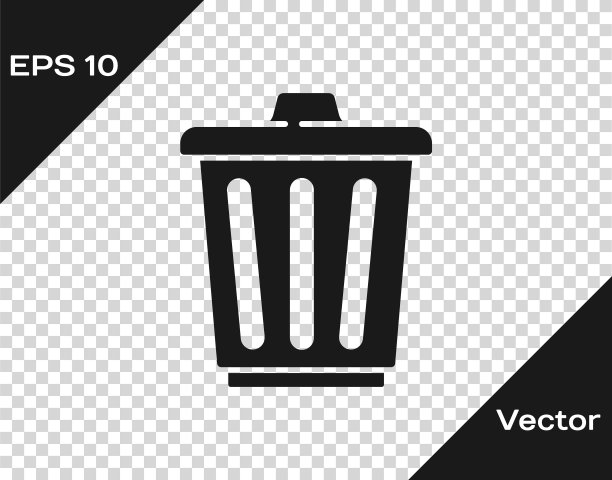 黑色垃圾可以图标孤立的透明背景。垃圾桶的迹象。回收篮图标。办公室垃圾图标。向量图片下载