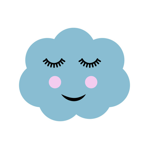 睡觉可爱的云，卡通矢量插图。图片下载