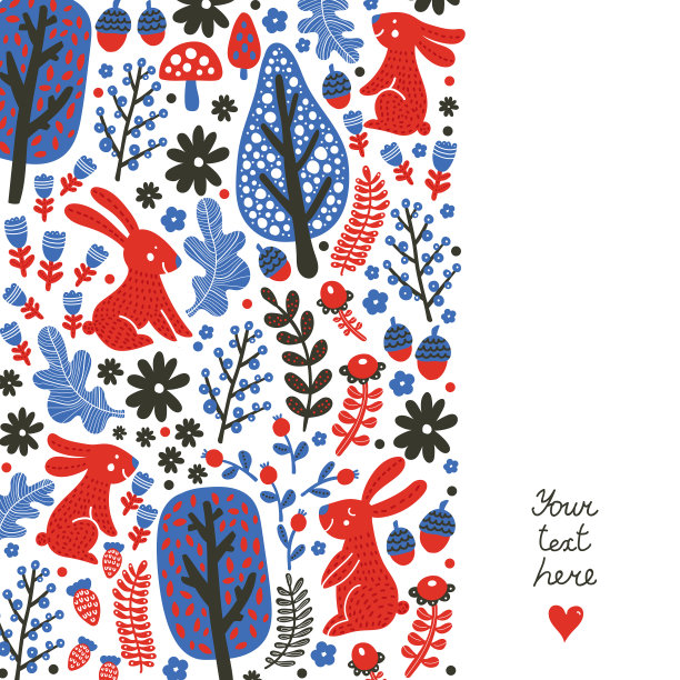 可爱的兔子明信片。图片下载