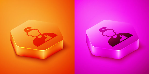 等距术士术士图标孤立在橙色图片下载