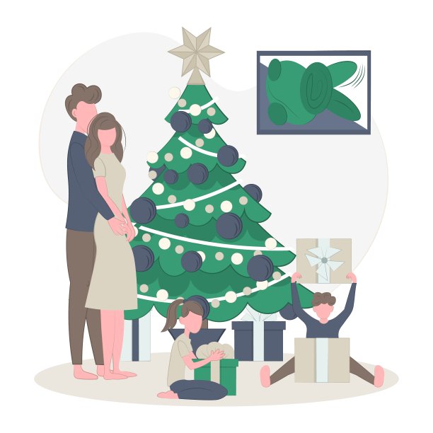 孩子们打开圣诞礼物。温馨的家庭新年夜。图片下载