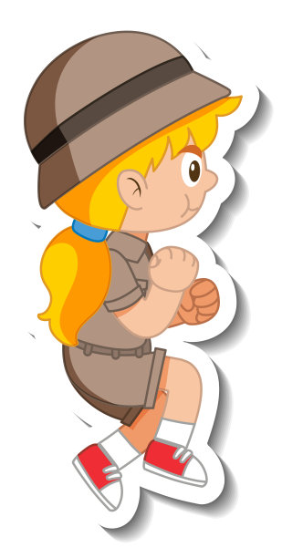 小女孩童军卡通人物贴纸图片下载