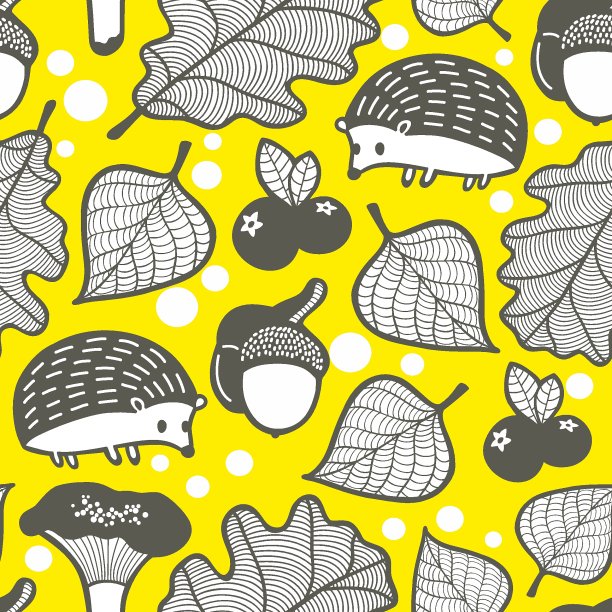 无尽的森林动植物图案。图片下载