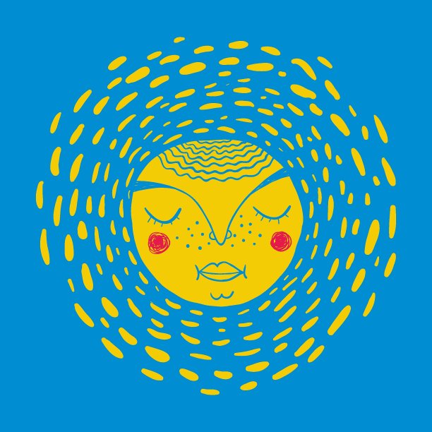 五颜六色的睡觉太阳的形象。图片下载