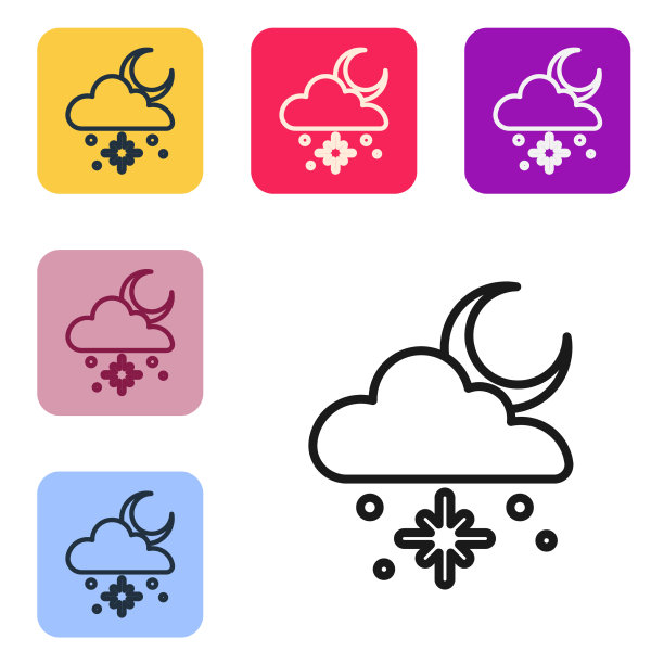 黑线云与雪和太阳icon孤立图片下载