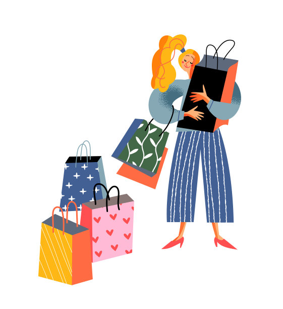 女孩手里拿着购物袋，黑色星期五打折促销，人们爱购物图片下载