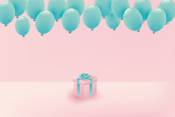 彩色气球和礼物盒图片下载