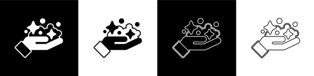 设置金矿图标孤立的黑色和白色图片下载