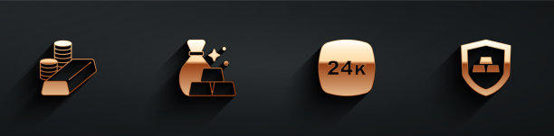设置黄金硬币与金条袋的24k和图片下载