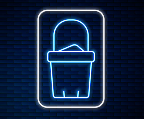 发光的霓虹灯线砂桶图标孤立上图片下载