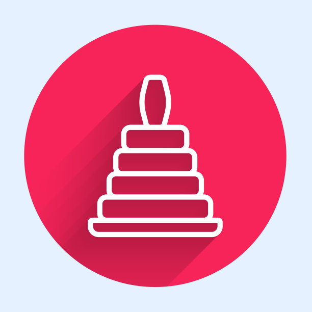 白线金字塔玩具图标孤立与长图片下载