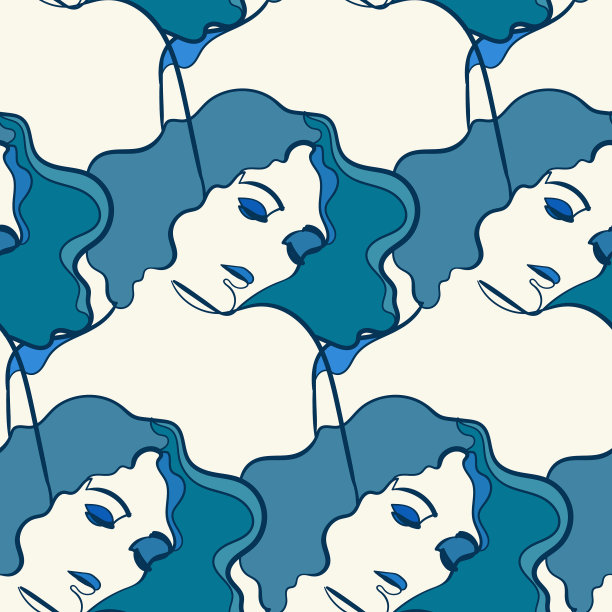 彩色女孩脸彩色玻璃风格无缝图片下载