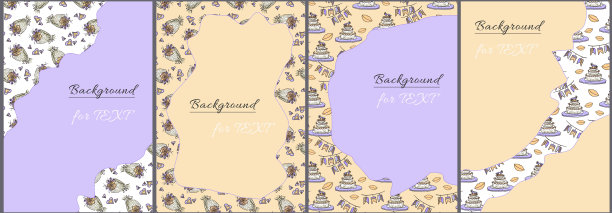 在黄色，米色，白色，紫色和紫色背景上的行艺术风格的婚礼庆祝背景欢迎文字。用毡笔画的涂鸦。花束，心的象征，蛋糕，旗帜和嘴唇的插图祝贺图片下载