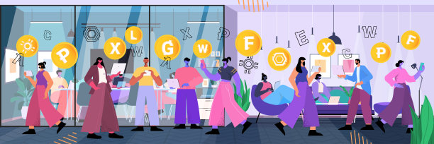 商人使用加密货币挖矿应用，虚拟货币转账应用，银行交易，数字货币图片下载