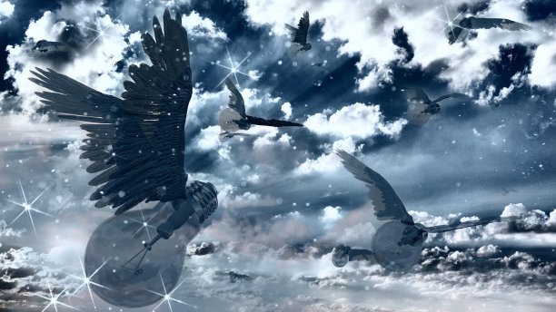 有翼的想法。3D渲染图片下载