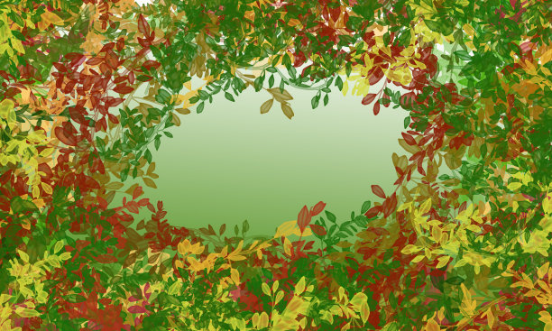 秋天的背景与树叶，中心位置输入文本图片下载