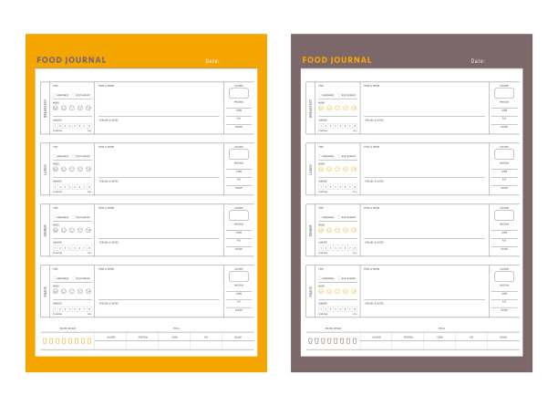 食物规划者和食谱卡打印模板图片下载
