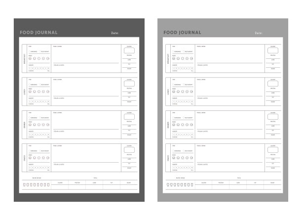 食物规划者和食谱卡打印模板图片下载