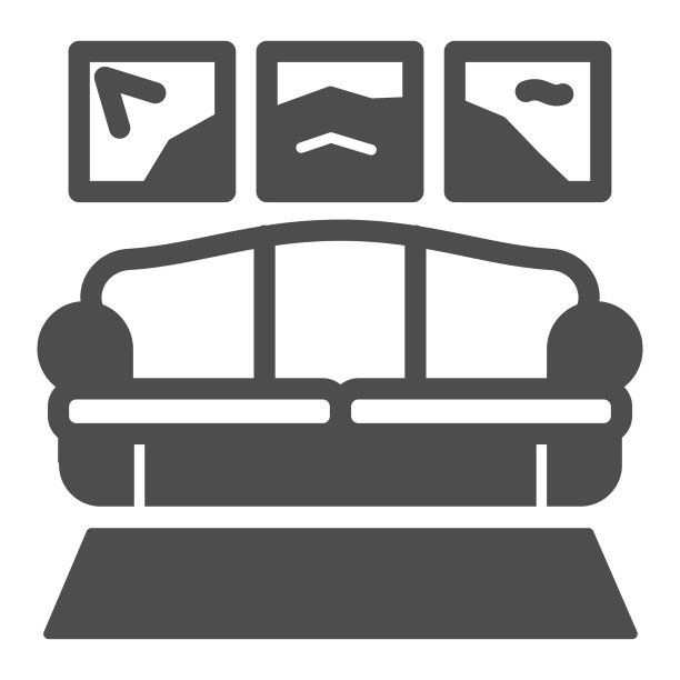 地毯沙发全景画立体图标图片下载