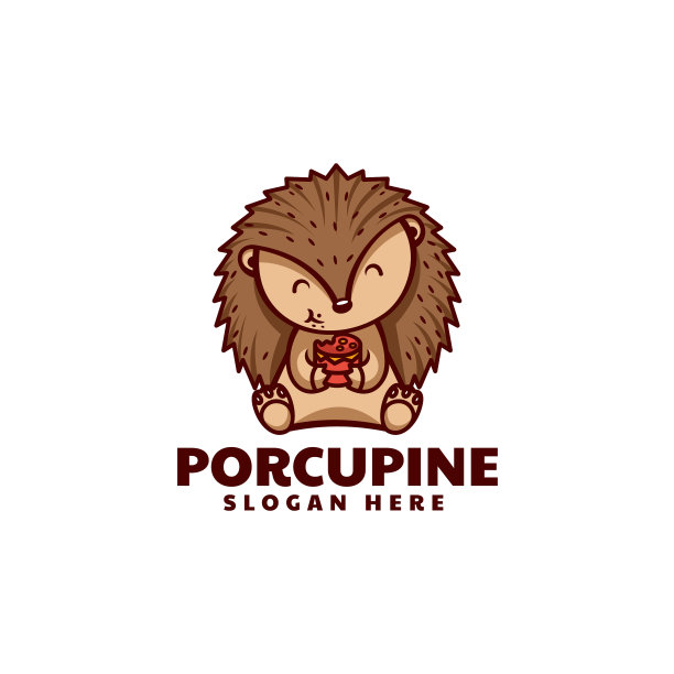 标志豪猪简单的吉祥物风格图片下载