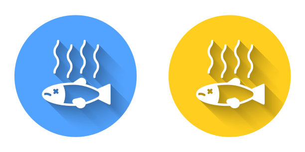 白色死鱼图标孤立与长阴影图片下载