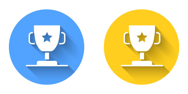 白色奖杯图标孤立与长影子图片下载