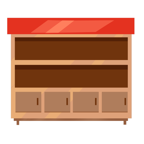 红色棕色q版双十一货架柜子素材插画图片下载