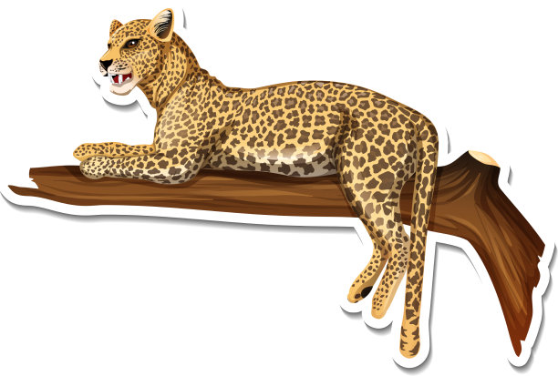 豹子卡通人物贴纸模板图片下载