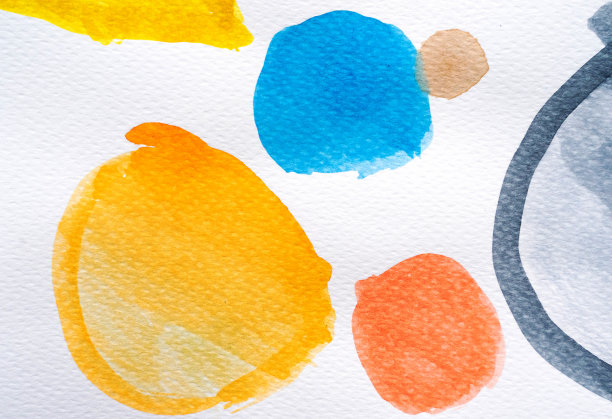 水彩手绘圆形设计元素。图片下载