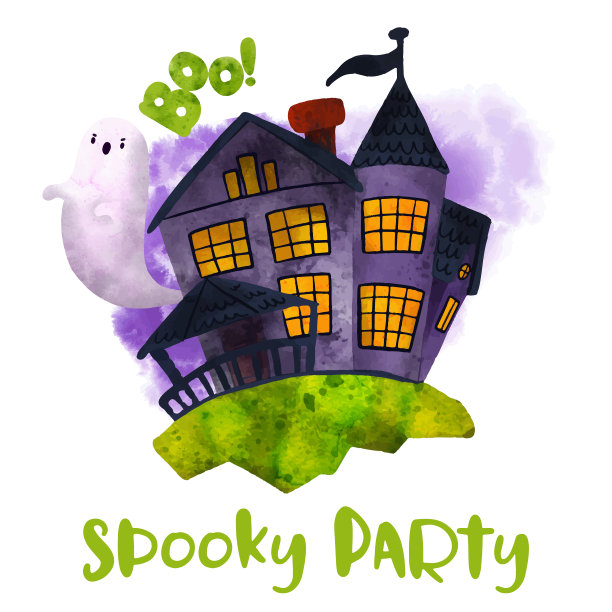 万圣节艺术，手绘矢量水彩艺术。图片下载