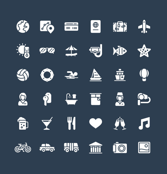 坚固的图标设置与旅游平面图片下载