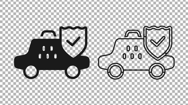 黑色出租车保险图标孤立上图片下载