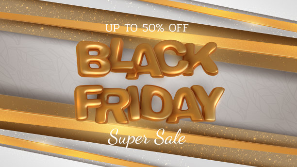 黑色星期五销售横幅背景，逼真的3d豪华金字。矢量插图。图片下载