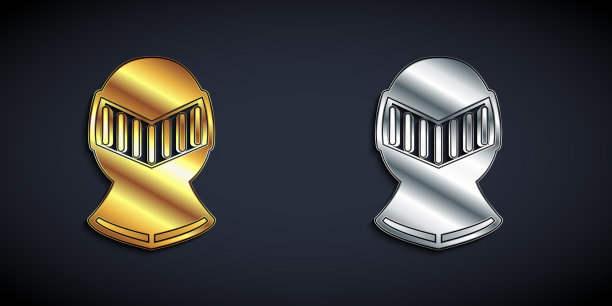 金和银的中世纪铁制头盔图片下载