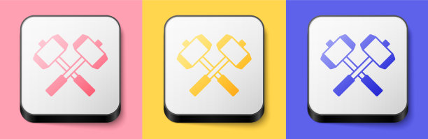 等距交叉中世纪战斗锤图标图片下载