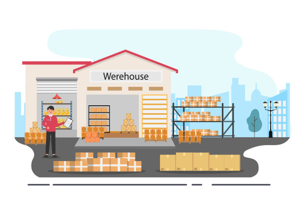 货物运输集装箱物流交付的概念交付货物使用起重机船舶，卡车或飞机运输。背景矢量图图片下载