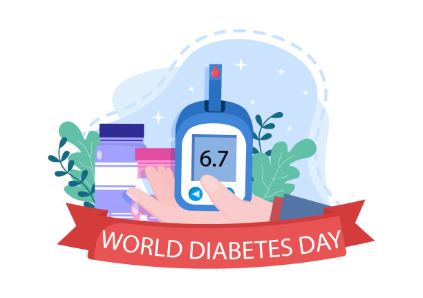 为海报背景向量插图用血糖计，检查结果，试管，注射器到医疗保健和治疗的糖尿病测试图片下载