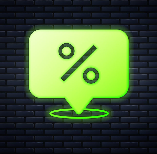 霓虹灯折扣百分比标签图标孤立图片下载