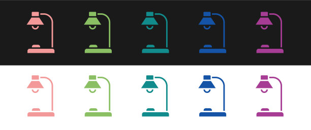 设置台灯图标隔离在黑白上图片下载