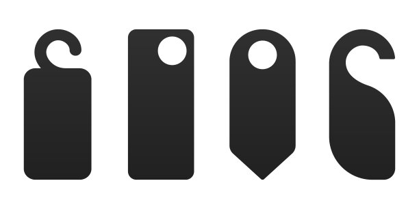 酒店门吊牌模板图标标识集平面风格设计矢量插图。图片下载