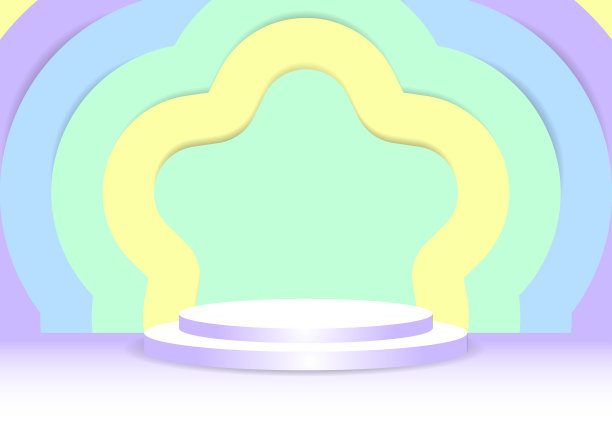 舞台背景与可爱多彩的风格图片下载