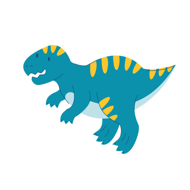 霸王龙恐龙。孩子们可爱的恐龙。平的卡通爬行动物。蓝色的龙的怪物。股票矢量插图上的白色背景。图片下载