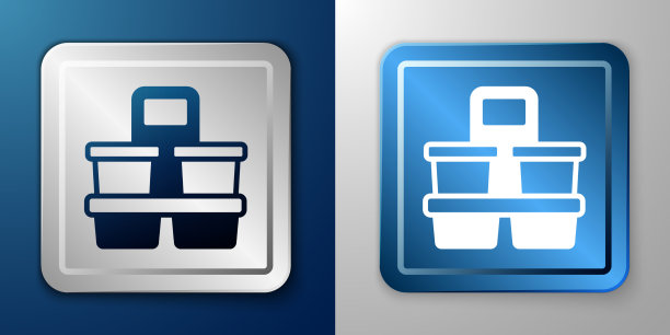 白咖啡杯去图标孤立在蓝色和图片下载