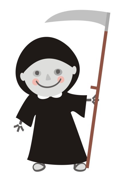 手持镰刀的死神，可爱的插图，eps。图片下载